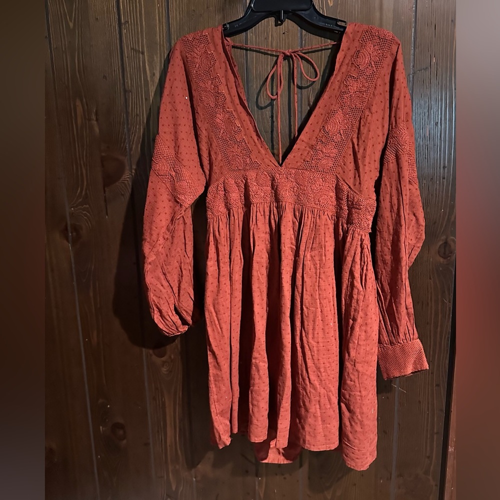 Free People Sugarpie Long Sleeve Mini Dress Size Medium